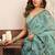 Sky blue cotton blend warli work saree with unstitched blouse