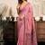 Pink cotton blend warli work saree with unstitched blouse