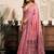 Pink cotton blend warli work saree with unstitched blouse