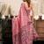 Pink cotton blend warli work saree with unstitched blouse