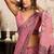 Pink cotton blend warli work saree with unstitched blouse