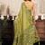 Light green cotton blend warli work saree with unstitched blouse