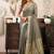 Grey khadi cotton saree with golden zari border and brocade blouse