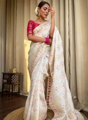 Ethnic motifs zari art silk kanjeevaram saree 3