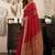 Red khadi cotton saree with golden zari border and brocade blouse