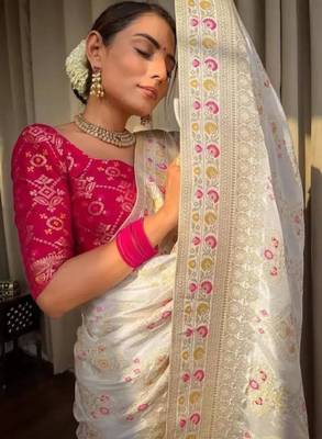 Ethnic motifs zari art silk kanjeevaram saree 4