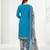 Teal printed cotton blend stitched floral print salwar kurta dupatta for women