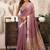 Mauve khadi cotton saree with golden zari border and brocade blouse