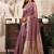 Mauve khadi cotton saree with golden zari border and brocade blouse