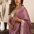 Mauve khadi cotton saree with golden zari border and brocade blouse