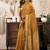 Mustard khadi cotton saree with golden zari border and brocade blouse