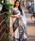Woven design zari silk blend kanjeevaram saree