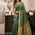 Green khadi cotton saree with golden zari border and brocade blouse