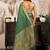 Green khadi cotton saree with golden zari border and brocade blouse