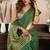 Green khadi cotton saree with golden zari border and brocade blouse