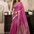 Pink khadi cotton saree with golden zari border and brocade blouse