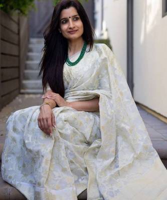 Woven design zari silk blend kanjeevaram saree 1