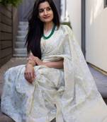 Woven design zari silk blend kanjeevaram saree
