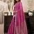 Pink khadi cotton saree with golden zari border and brocade blouse