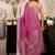 Pink khadi cotton saree with golden zari border and brocade blouse