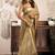 Beige gold khadi cotton saree with golden zari border and brocade blouse