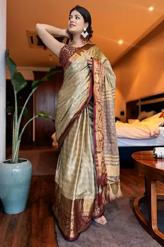 Woven design zari mysore silk saree