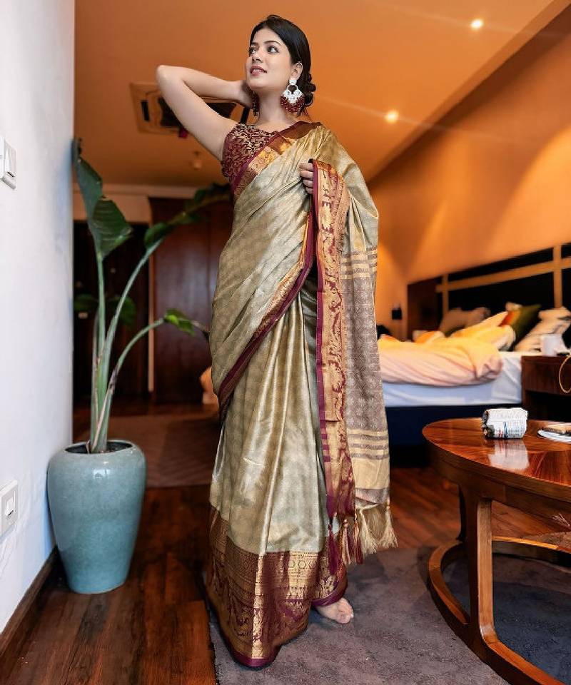 Woven design zari mysore silk saree
