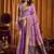 Lavender cotton blend katha work saree with blouse piece