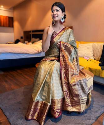 Woven design zari mysore silk saree 4
