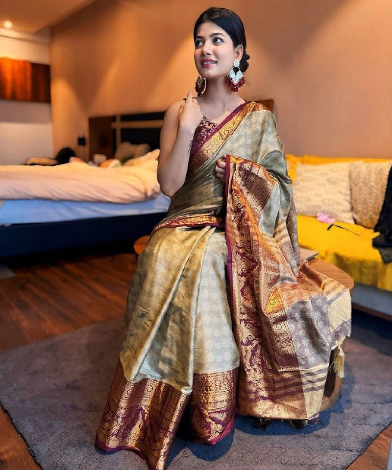 Woven design zari mysore silk saree