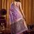 Lavender cotton blend katha work saree with blouse piece