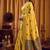 Yellow cotton blend katha work saree with blouse piece