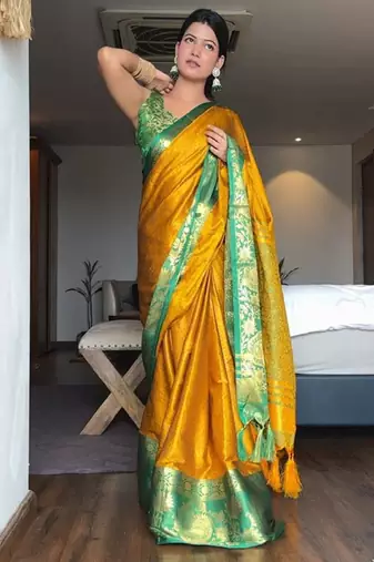 Woven design zari mysore silk saree