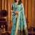 Sky Blue cotton blend katha work saree with blouse piece