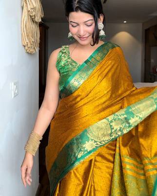 Woven design zari mysore silk saree 4