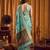 Sky Blue cotton blend katha work saree with blouse piece