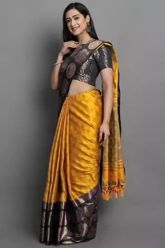 Ethnic motifs woven design zari mysore silk saree