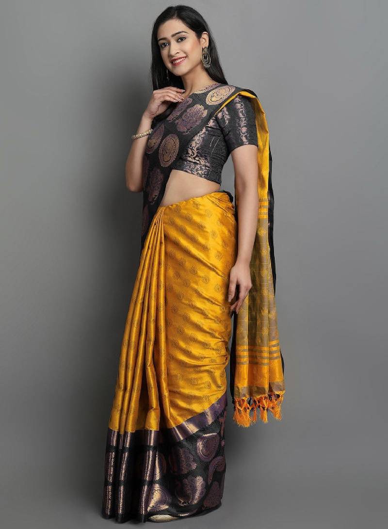 Ethnic motifs woven design zari mysore silk saree
