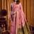 Pink cotton blend katha work saree with blouse piece