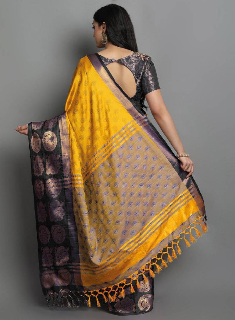 Ethnic motifs woven design zari mysore silk saree