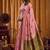 Pink cotton blend katha work saree with blouse piece