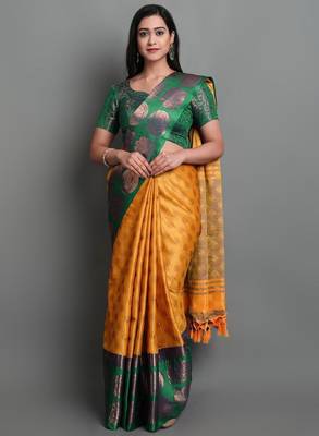 Woven design zari silk cotton mysore silk saree 1