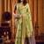 Light Green cotton blend katha work saree with blouse piece