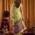 Light Green cotton blend katha work saree with blouse piece