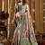 Sea green banarasi cotton silk blend digital print saree with blouse piece