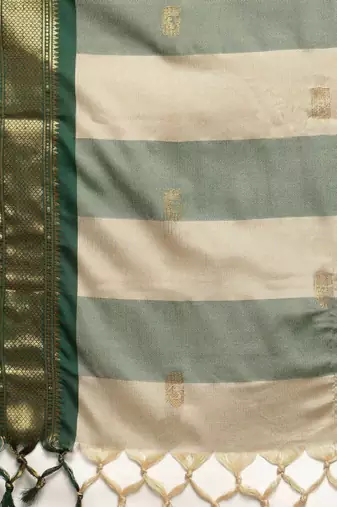 beige silk saree with woven zari design