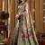 Sea green banarasi cotton silk blend digital print saree with blouse piece