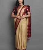 Checked woven design dharmavaram saree