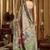 Sea green banarasi cotton silk blend digital print saree with blouse piece