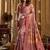 Onion pink banarasi cotton silk blend digital print saree with blouse piece